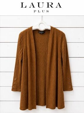 Laura Plus Open Front Ribbed Cardigan – Size X